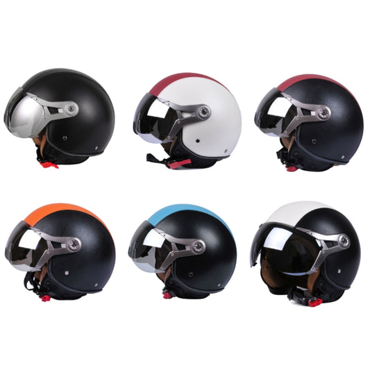 GXT Electric Vehicle Half Cover Four Seasons Retro Helmet, Size: L(Black Orange) by GXT