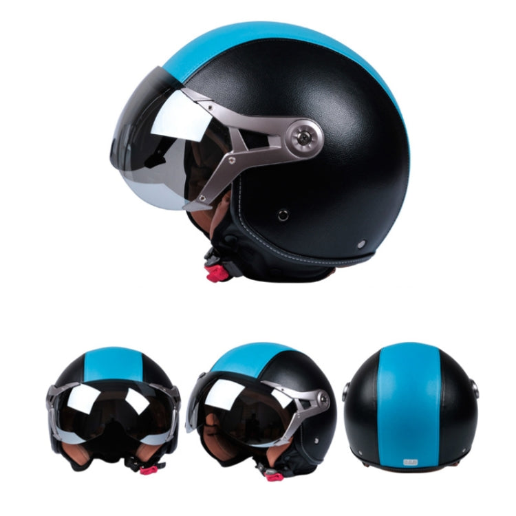 GXT Electric Vehicle Half Cover Four Seasons Retro Helmet, Size: M(Black Red) by GXT