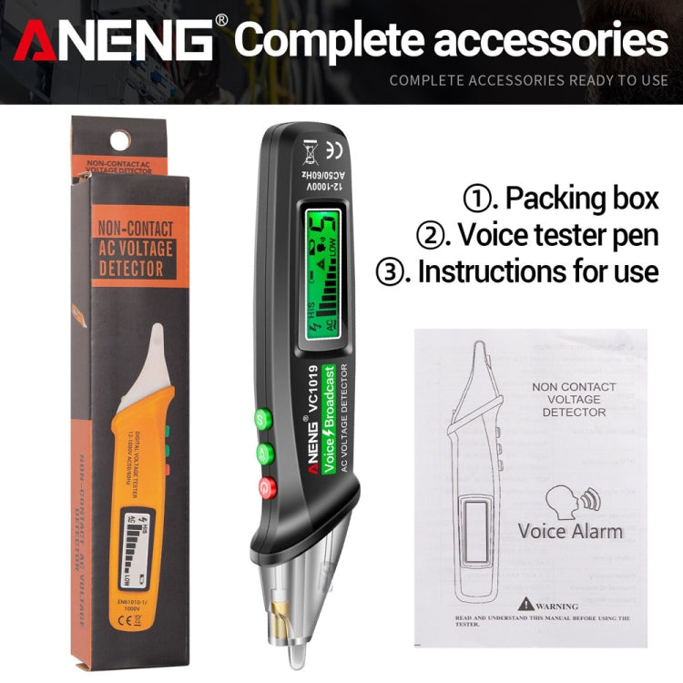 ANENG VC1019 Non-Contact Induction Electric Pen High-Precision Line Detection Breakpoint Voice Test Pen(Black) by ANENG