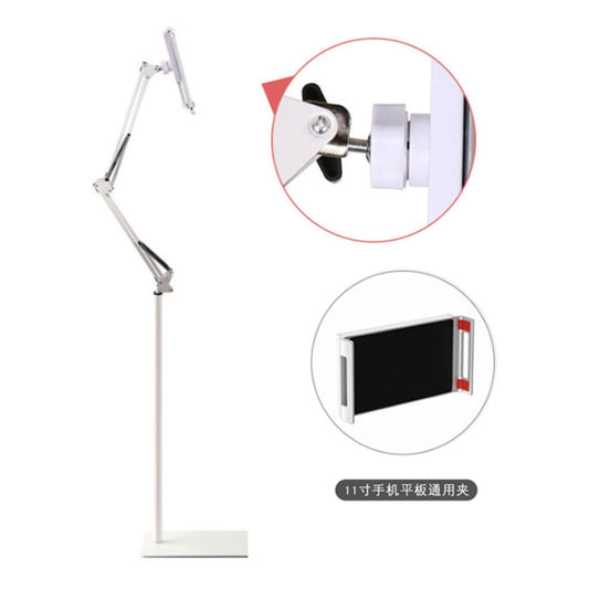 175cm Mobile Phone Tablet Live Broadcast Bedside Lifting Bracket Cantilever Floor Model (White) by buy2fix