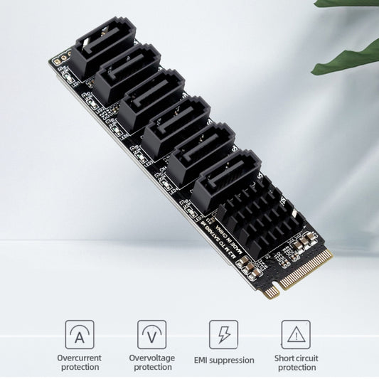 M2 M-EKY PCIE3.0 To SATA6G Transfer Expansion Card 6 Port Hard Disk Expansion Adapter Card(PH516) by buy2fix