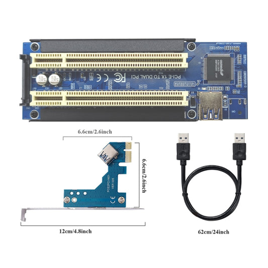 PCI-E 1X To Dual PCI Riser Card Extend Adapter Add Expansion Card For PC Computer by buy2fix