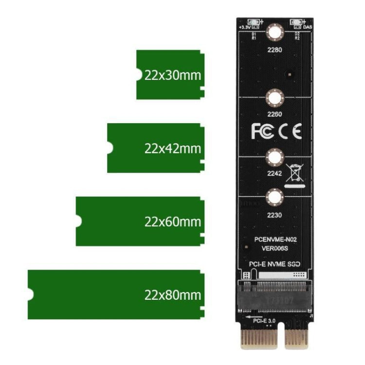 PCI-E 1X To M.2 NVME KEY-M SSD Riser Card Adapter Without Baffle by buy2fix