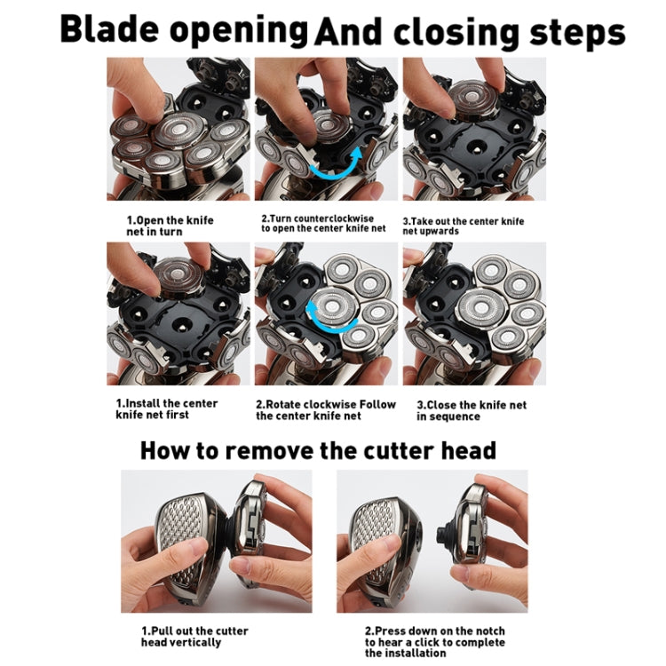 6 In 1 9 Knife Head Multifunctional USB Shaver Full Body Water Washing Shaver Men Hair Bald by buy2fix