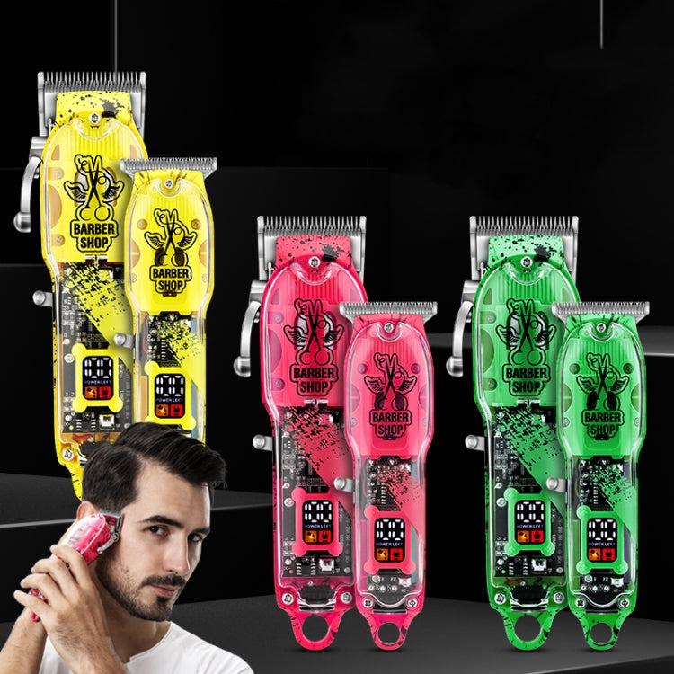 Haircutter Set Transparent Body Oil Head Electric Hair Clipper Men Home Electric Pusher(Scissors Red) by buy2fix