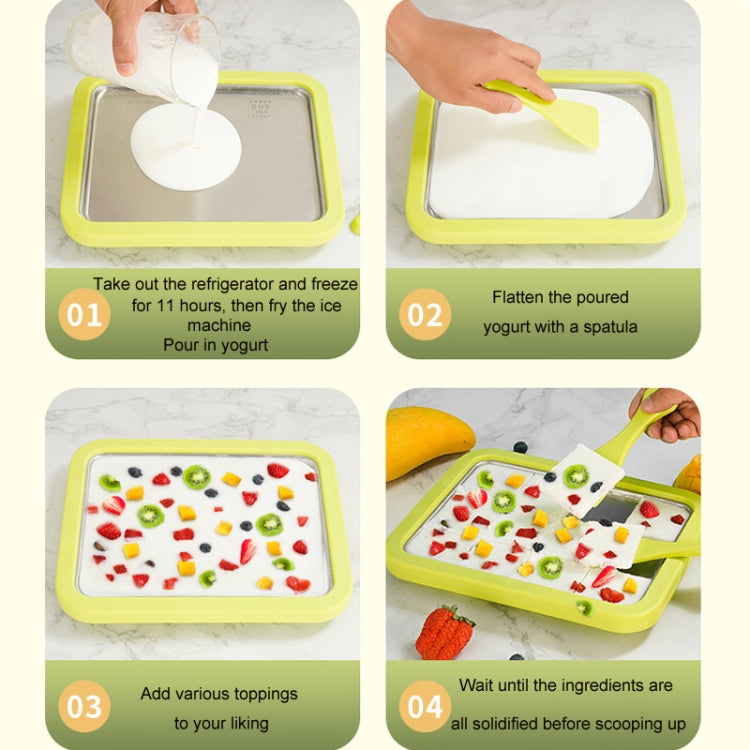 Mini Household Fried Yogurt Machine Children Homemade DIY Fried Ice Tray, Color: Aluminum Alloy White 22.5x17.5cm by buy2fix