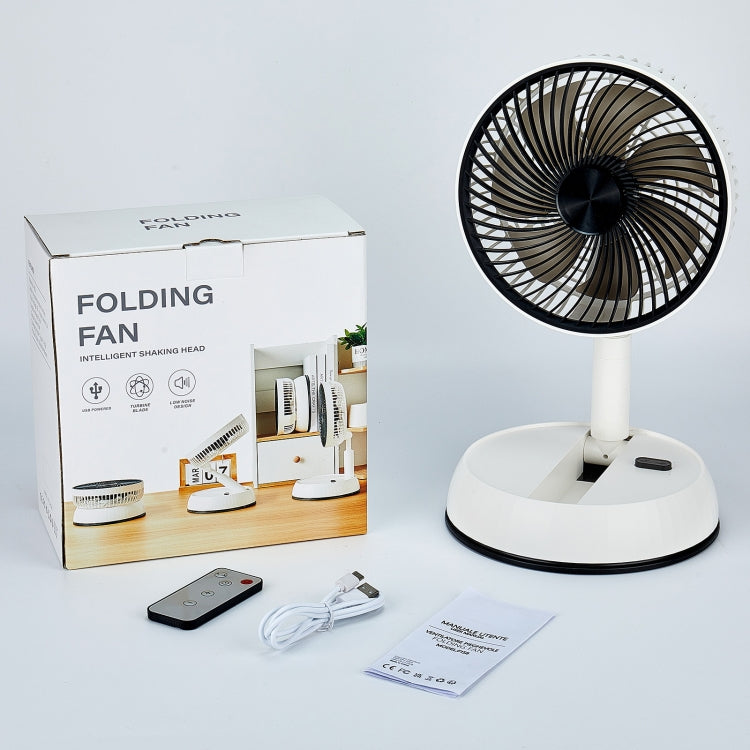 8-inch Portable Folding Telescopic Fan Can Shake Head with Timing & Remote Control(White 5400 mAh) by buy2fix