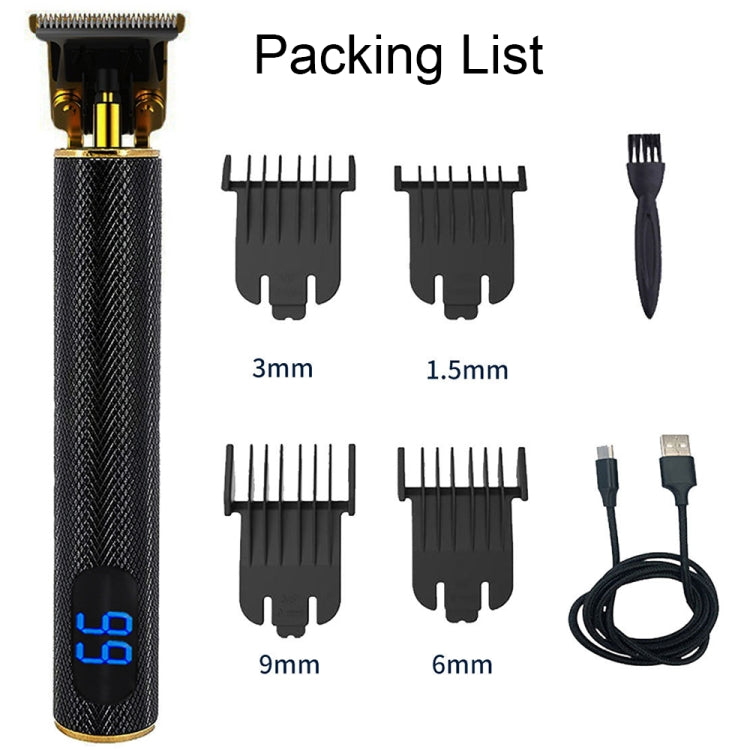 USB Rechargeable Digital Display Engraving Ceramic Knife Electric Hair Clipper(Black) by buy2fix