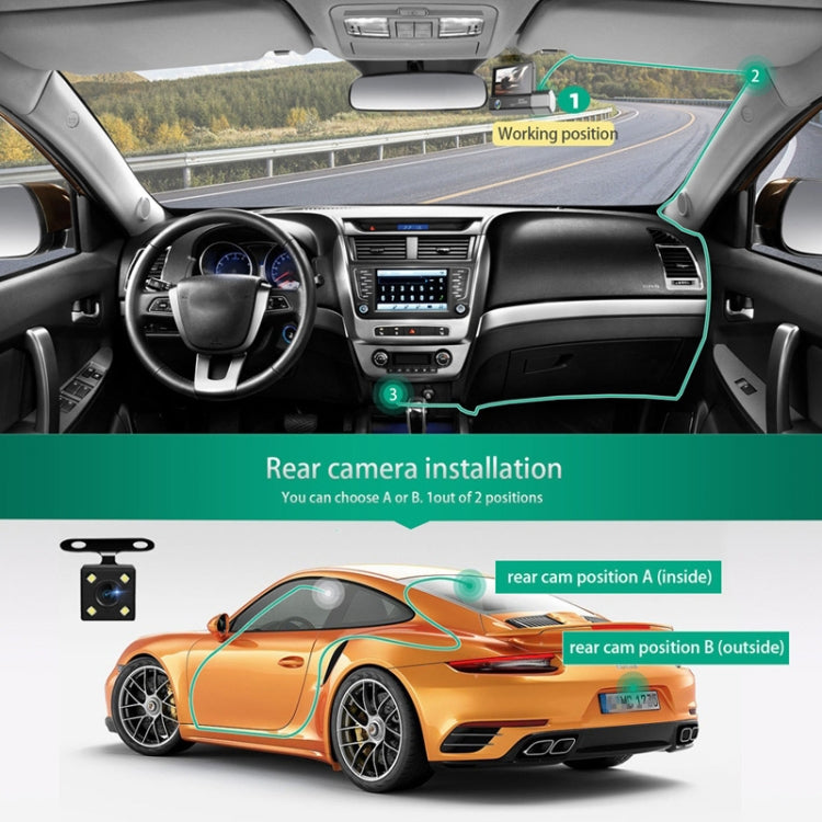 3 Lens Video HD 1080P Multi-Language Driving Recorder by buy2fix