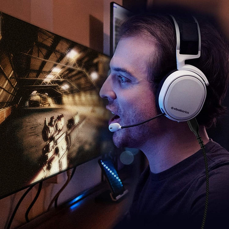 For SteelSeries Arctis 3 5 7 Pro Nylon Weaving Game Headset Cable(Red) by buy2fix