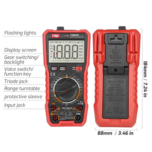 TASI TA803A Digital High Precision Multimeter Digital Display Household Multifunction Electrician Multimeter by TASI