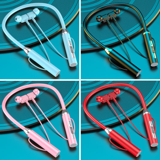 Wireless Hanging Neck Long Battery Life Sports Binaural Bluetooth Headset(Pink OPP Bag) by buy2fix