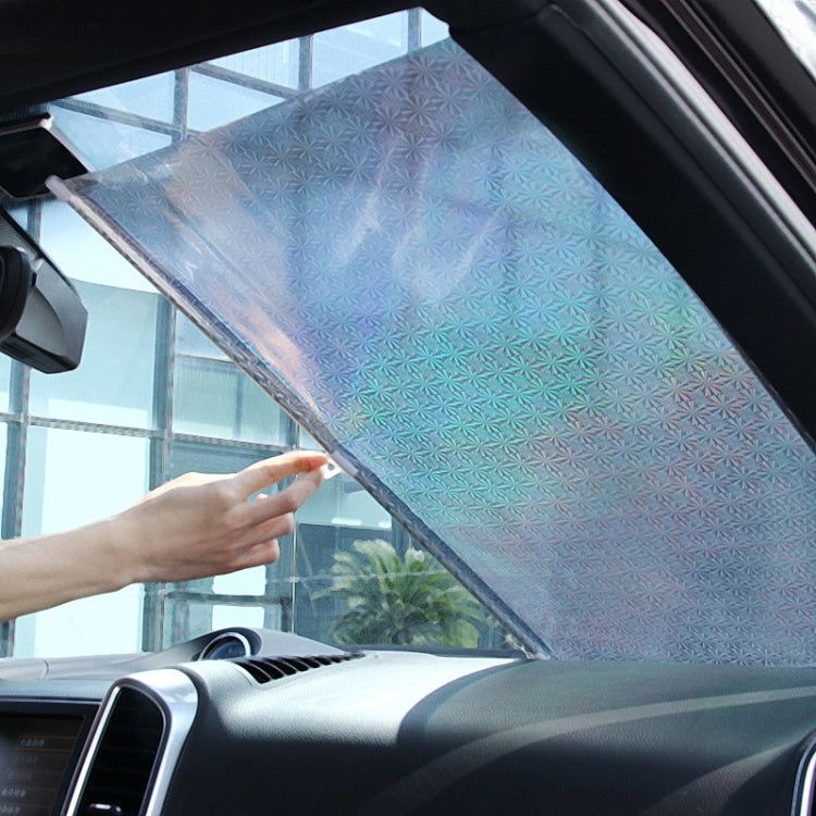 40x125cm Laser Silver Suction Cup Telescopic Car Sun Protection Blackout Curtain by buy2fix