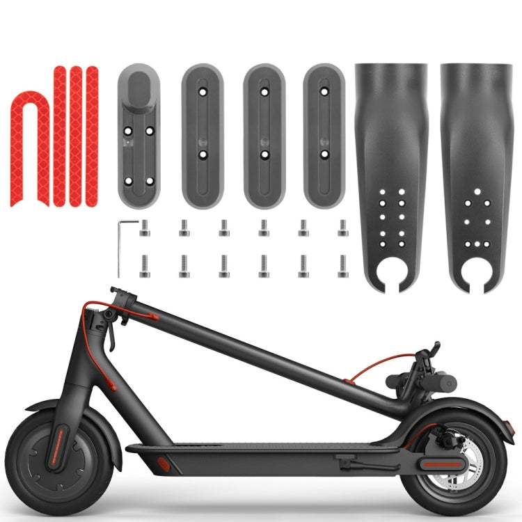 For Xiaomi M365 / PRO / 1S Skateboard Accessories Front Fork Plastic Protection Cover Reflecting Bar Set(Black) by buy2fix