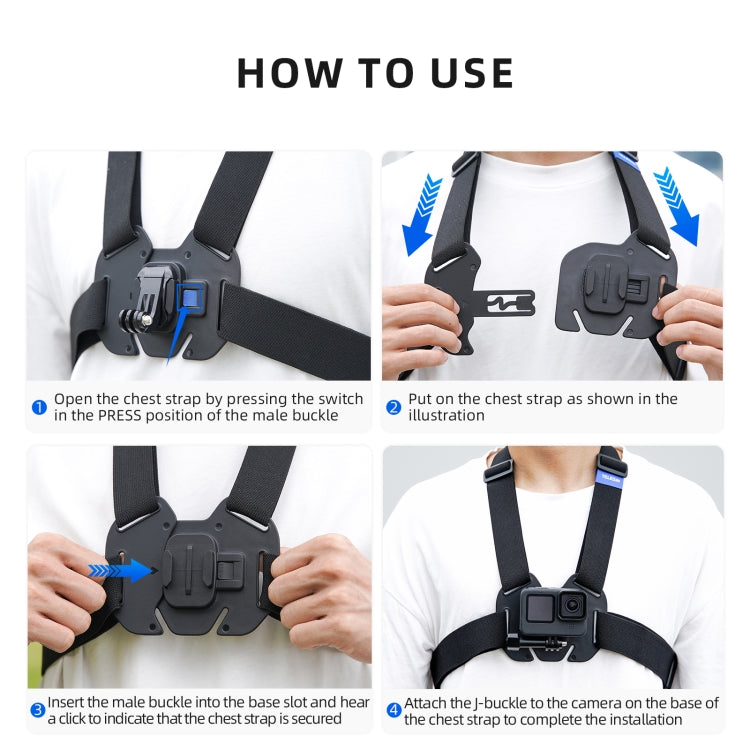 TELESIN Chest Strap Mount Waistcoat Belt Mount For Action Camera by TELESIN