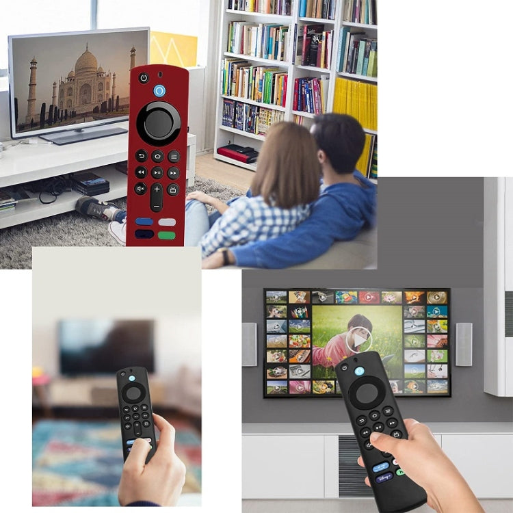 2pcs Remote Control Case For Amazon Fire TV Stick 2021 ALEXA 3rd Gen With Airtag Holder(Purple) by buy2fix