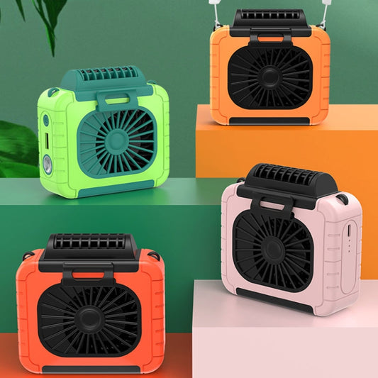 Outdoor Waist-Mounted Lighting Fan Multifunctional Bracket Hanging Neck Fan(Apricot) by buy2fix