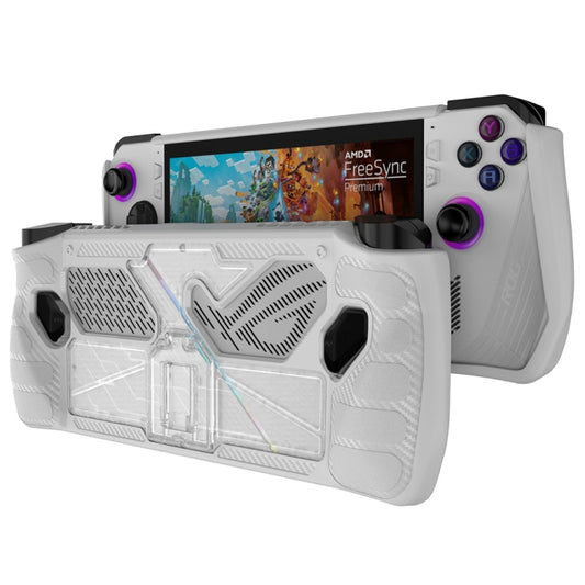 For ASUS Rog Ally Game Console PC+TPU Protective Case Cover With Bracket(White+Transparent) by buy2fix