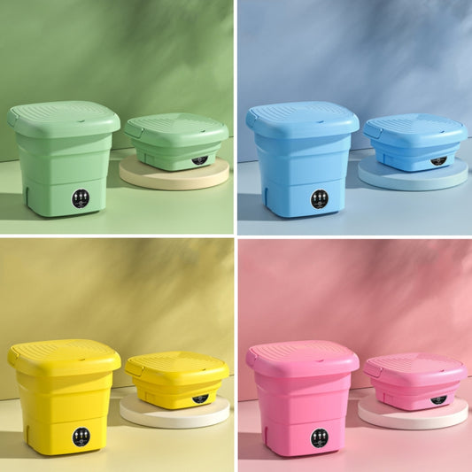 4.5L Mini Portable Folding Household Washing Machine Underwear Washer, Color: Fruit Green + Blue Light Antibacterial(UK Plug) by buy2fix