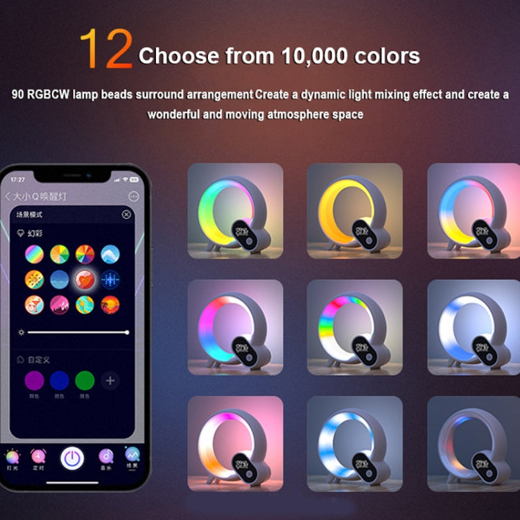 Multi-Functional RGBW Atmosphere Light Bluetooth Speaker Sunrise Wake-Up Lamp Digital Display Alarm Clock(White) by buy2fix