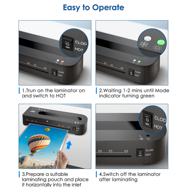 FN333 A4 Photo Laminating Machine With Hot And Cold Mode, Size: Set 1(UK Plug) by buy2fix