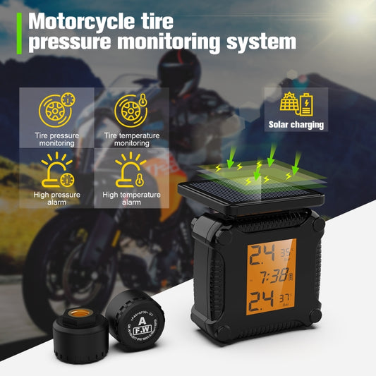 M8 Solar Motorcycle Tire Pressure Monitor Color Screen High Precision Sensor by buy2fix