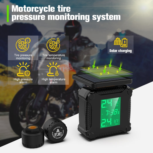 M9 Solar Motorcycle Tire Pressure Monitor Color Screen High Precision Sensor by buy2fix