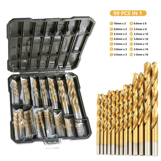 99-in-1 Titanium Drill Bit Set High-Speed Steel Drill Bits by buy2fix