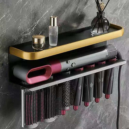 For Dyson Airwrap Wall-Mounted Shelf Storage Rack, Style: A Type Black Gold by buy2fix