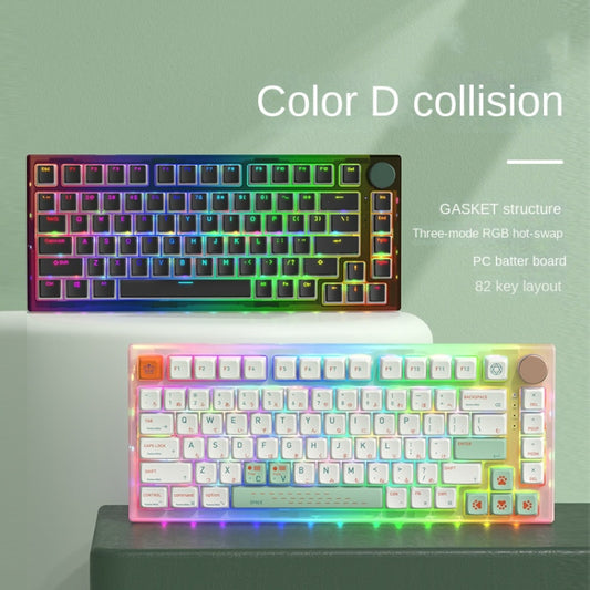 82 Keys Bluetooth Wireless 3-mode RGB Hot-plug Customized Mechanical Keyboard Kit + Keycap(Black) by buy2fix