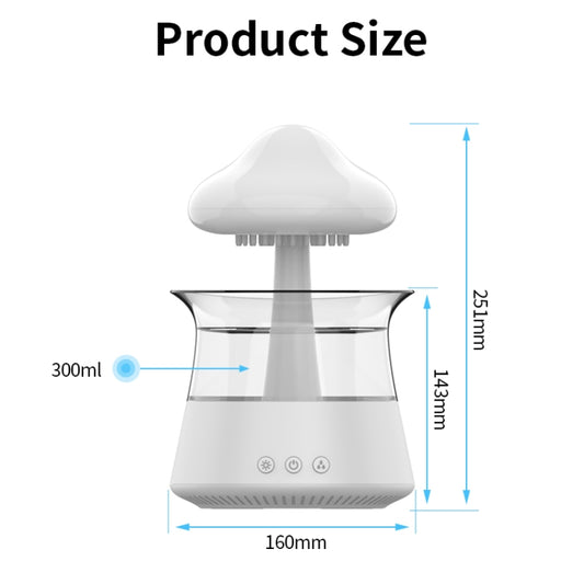 CH06 300ml Rain Humidifier Mushroom Cloud Colorful Night Lamp Aromatherapy Machine, Style: With Remote Controller(White) by buy2fix
