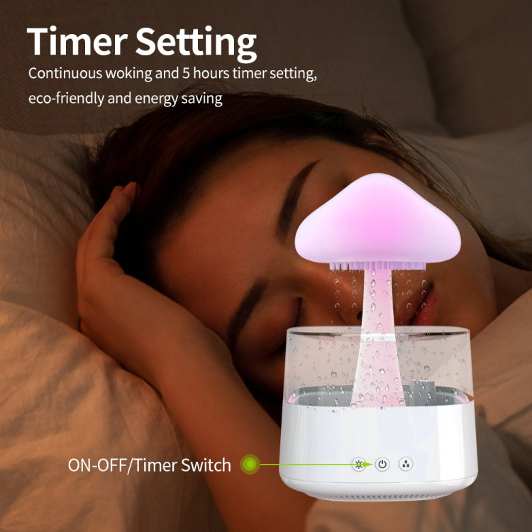 CH08 450ml Rain Humidifier Mushroom Cloud Colorful Night Lamp Aromatherapy Machine, Style: Without Remote Controller(White) by buy2fix