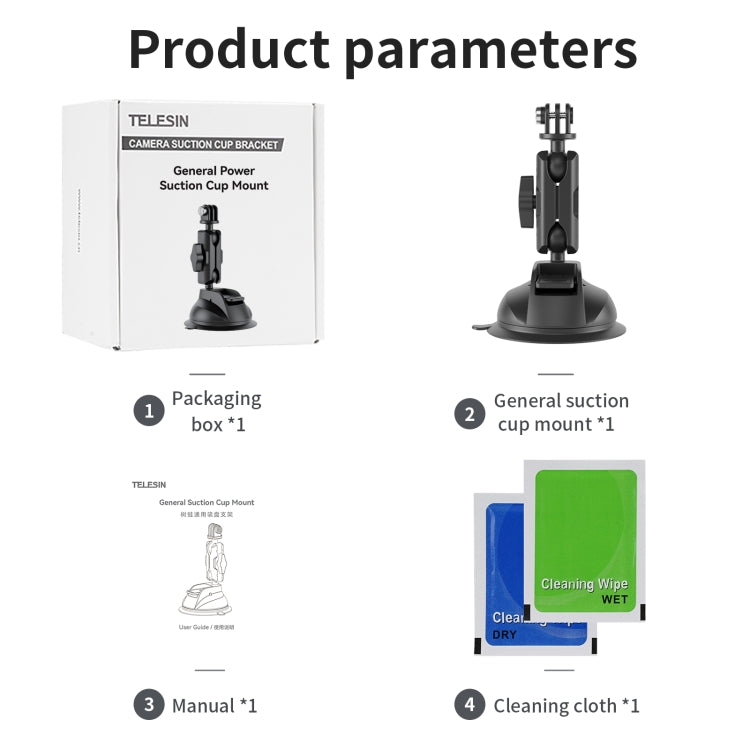 TELESIN Car Action Camera Holder Suction Cup 360 Degree Adjustable by TELESIN