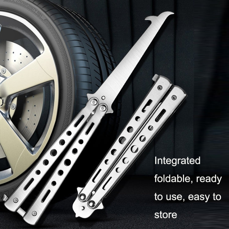 Folding Stone Clearing Hook Safety Hammer Portable Car Tire Cleaning Tool Set(Silver) by buy2fix