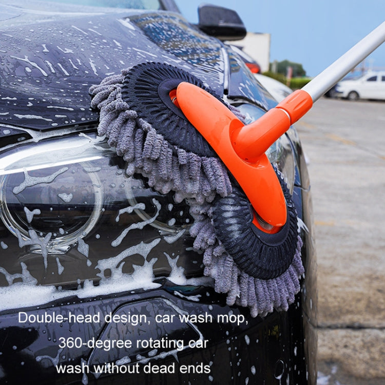 Car Wash Mop Soft Brush Long Handle Telescopic Rotary Car Cleaning Tool(Orange) by buy2fix