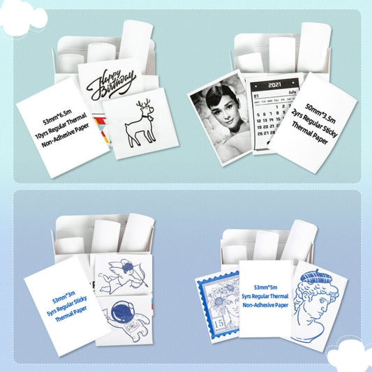 For Phomemo T02 3rolls Bluetooth Printer Thermal Paper Label Paper 50mmx3.5m 20 Years Black on Transparent Sticker by Phomemo