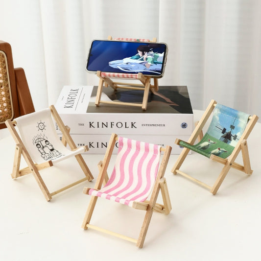 Wooden Craft Mini Desktop Ornament Photography Toys Beach Chair Phone Holder, Style: D by buy2fix