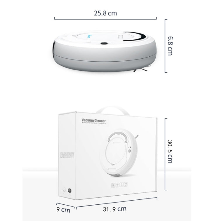 3-in-1 1800pa Smart Cleaning Robot Rechargeable Auto Robotic Vacuum Dry Wet Mopping Cleaner(White) by buy2fix
