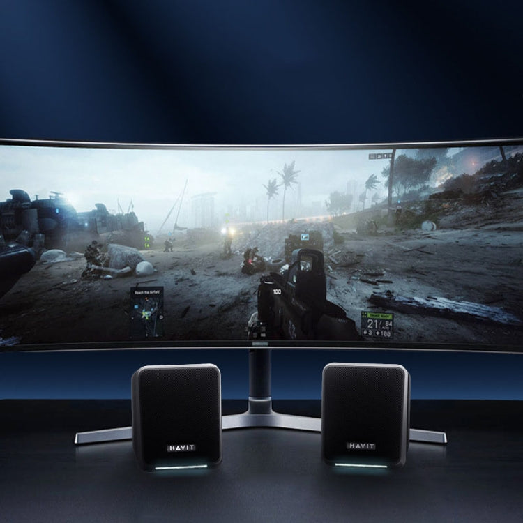 Havit A20 Plus Colorful Ambient Light Wired Computer Audio Stereo Surround Sound Speaker, Style: Bluetooth Version by Havit