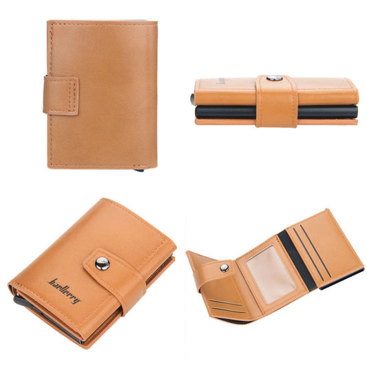 Baellerry RFID Anti-Theft Automatic Pop-Up Card Wallet Buckle Metal Aluminum Shell Card Holder(Yellow Brown) by Baellerry