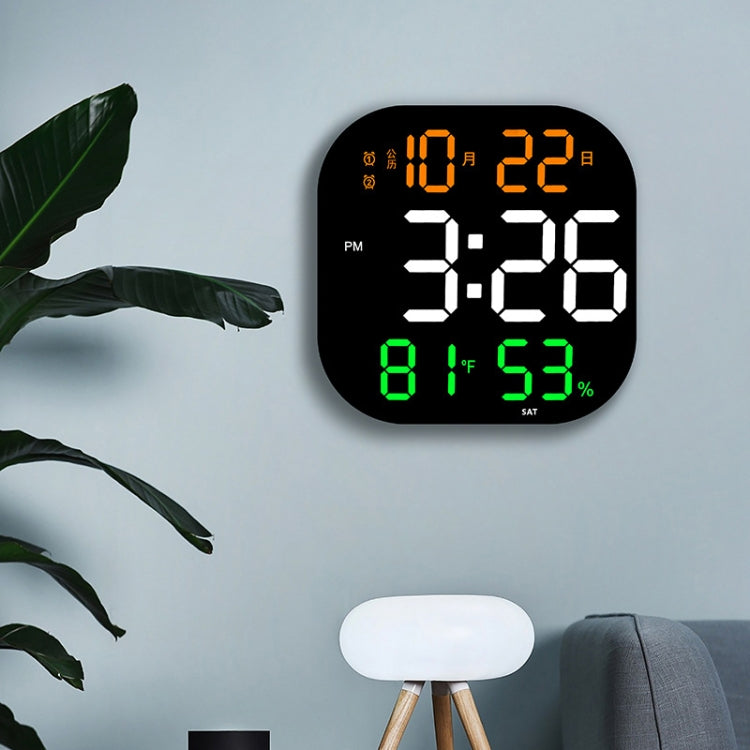 13-Inch LED Acrylic Electronic Clock Large-Screen Square Wall Clock With Timing Temperature Humidity(6632 White Red) by buy2fix