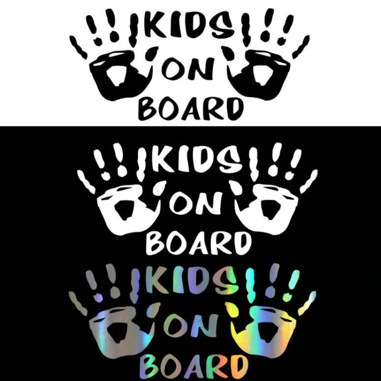 10pcs Kids On Board Warning Car Stickers Reflective Scratch Body Stickers(Laser) by buy2fix
