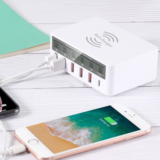 818F 5 USB Ports + Type-C Multifunctional Multi-Port Wireless Charger, Style: EU Plug (Black) by buy2fix