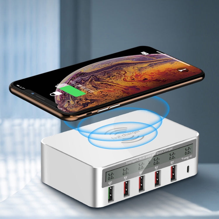 818F 5 USB Ports + Type-C Multifunctional Multi-Port Wireless Charger, Style: US Plug (Black) by buy2fix