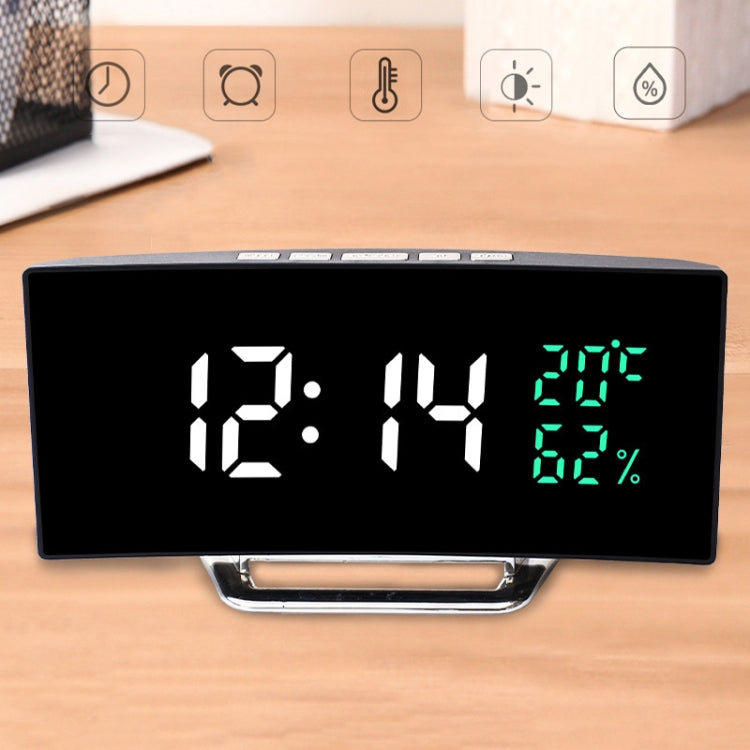 7816 Curved Screen LED Temperature / Humidity Display Multifunctional Clock(White) by buy2fix