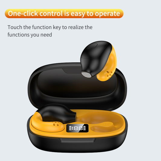 R18 LED Digital Display Wireless Ear Clip Noise Reduction Bluetooth Headset(Black Yellow) by buy2fix