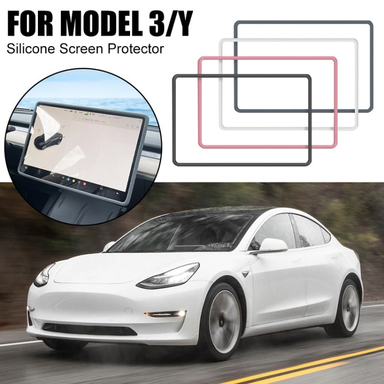 For Tesla Model3/Y Screen Bumper Protective Cover Silicone Frame(Pink) by buy2fix