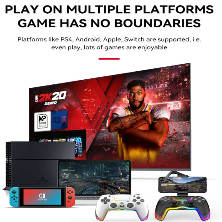 For PS4 Dazzle Color Light Wireless Bluetooth Grip(White) by buy2fix