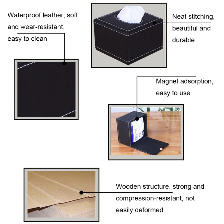 Crocodile Pattern Hotel Restaurant Leather Square Paper Box Car Tissue Box by buy2fix