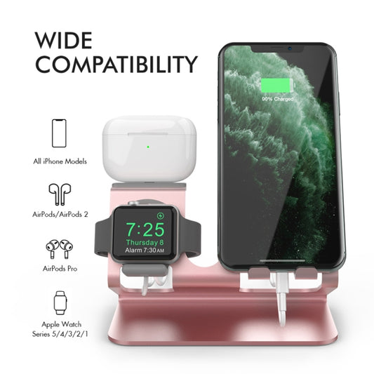 For IPhone / AirPods / Apple Watch Series AhaStyle 3 In 1 Aluminum Alloy Stand(Silver) by AhaStyle